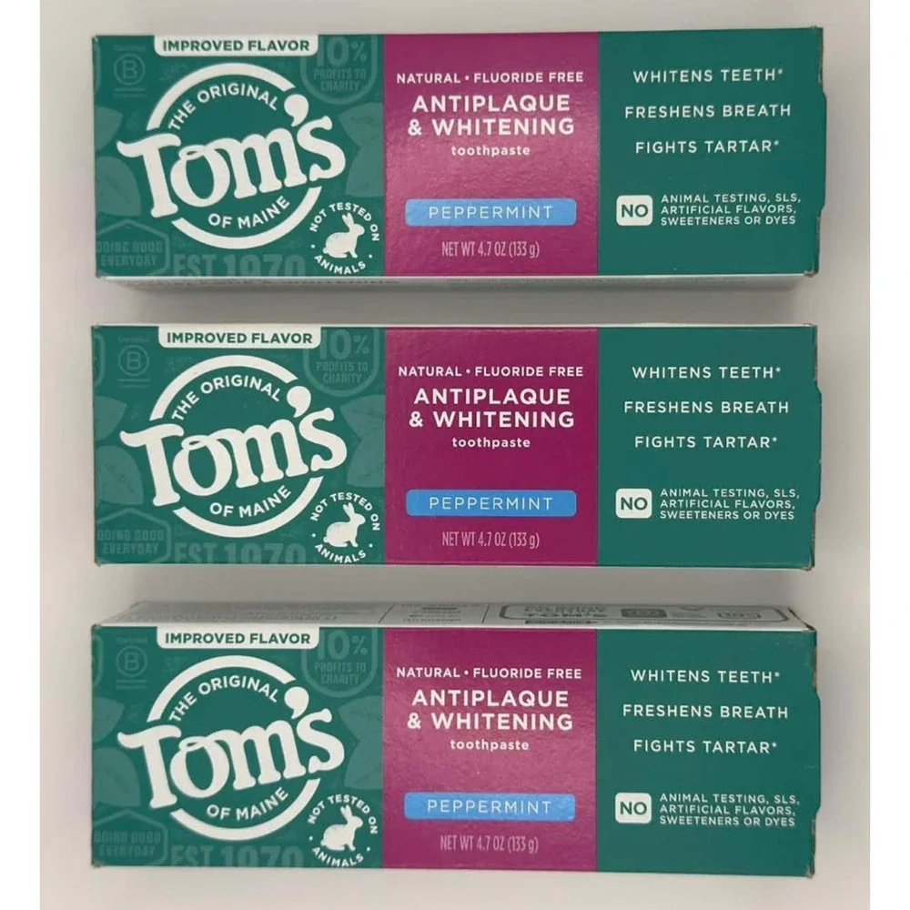 Toms of Maine Antiplaque and Whitening Toothpaste, Fluoride Free, Pepperermint